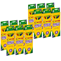 Crayola Colored Pencils, Assorted Colors, 8 Colored Pencils Per Box, Set Of 12 Boxes