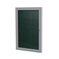 Ghent 1 Door Enclosed Vinyl Bulletin Board, Satin Aluminum Frame, 36"H x 24"W, Ebony