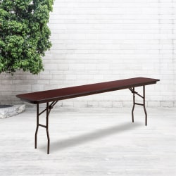Flash Furniture Melamine Laminate Folding Training Table, 30"H x 18"W x 96"D, Mahogany