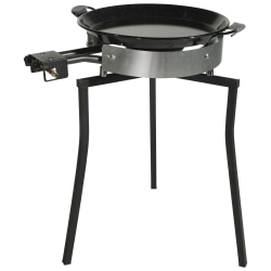 Ringg Outdoor Black Series Outdoor Cooking Classic Kit with 20-In. Enameled Steel Pan, 16-In. Dual Gas Burners & Foldable Stand, BS001