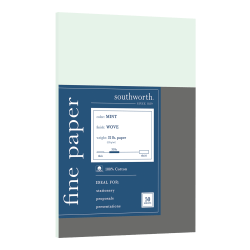 Southworth® 100% Cotton Business Paper, Letter Paper Size, 32 Lb, Mint, Pack Of 50 Sheets