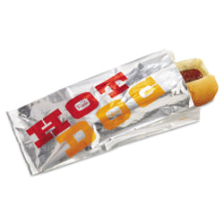 Bagcraft Foil Single-Serve Hot Dog Bags, 8 1/2"H x 3 1/2"W x 1 1/2"D, White, Pack Of 1,000