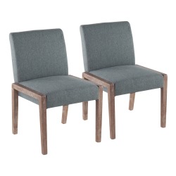 LumiSource Carmen Contemporary Dining Chairs, White Washed/Teal Fabric, Set Of 2 Chairs