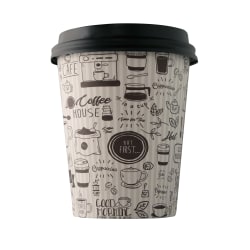 Empress Wrapped Squat Paper Hot Cups, 10 Oz, Good Day Print, 50 Cups Per Pack, Case Of 20 Packs