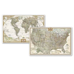 National Geographic World and United States Executive, Poster Size, Map Pack Bundle, 36" x 24"