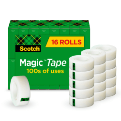 Scotch® Magic™ Tape, Invisible, 3/4 in. x 1000 in., 16 Tape Rolls, Clear, School Supplies and College Essentials for Students and Teachers