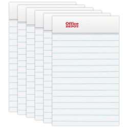 Office Depot® Brand Mini Perforated Legal Pad, 3" x 5", White, Pack Of 6 Pads