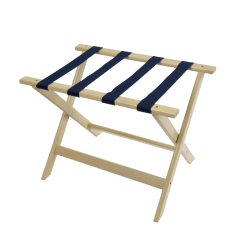 CSL Deluxe Wood Luggage Racks, 18"H x 26"W x 17"D, White/Navy, Pack Of 5 Racks