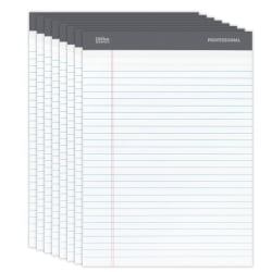 Office Depot® Brand Professional Writing Pads, 8 1/2" x 11 3/4", Legal Ruled/Wide, 50 Sheets,, White, Pack Of 8