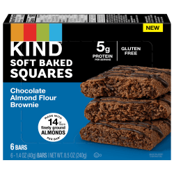 KIND Soft-Baked Squares, Chocolate Almond Flour Brownie Bars, 1.4 Oz, Total Qty 48