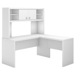 Bush Business Furniture Echo L Shaped Desk With Hutch, Pure White, Standard Delivery