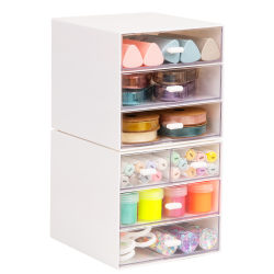 Mind Reader 4-Drawer Craft Supply Organizer With Top Tray, 5-3/4"H x 6-1/2"W x 6"D, White, Total Qty 1