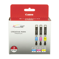 Canon® 251XL High-Yield Cyan, Magenta, Yellow Ink Cartridges, Pack Of 3