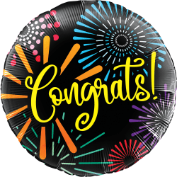 Amscan Congrats Foil Balloon, Circle, 18", Fireworks
