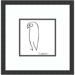 Amanti Art Owl by Pablo Picasso Wood Framed Wall Art Print, 17"W x 17"H, Black
