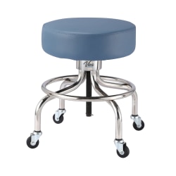 Alpine VivaComfort Height-Adjustable Exam Stool With Circular Foot Ring, Midnight Express/Silver