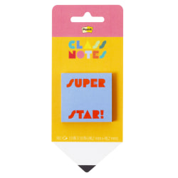 Post-it Cute Sticky Notes, 1.9 x 1.9 in, 1 Pad, 100 Sheets/Pad, Light Blue with Super Star! Header, Back to School Supplies