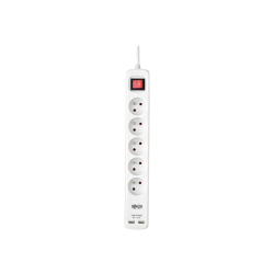 Tripp Lite 5-Outlet Power Strip with USB Charging - French Type E Outlets, 220-250V, 16A, 3 m Cord, Type E Plug, White - Power strip - 16 A - AC 230 V - input: Type E - output connectors: 5 (2 x USB, 5 x Type E) - 10 ft cord - Belgium, France - white
