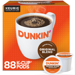 Dunkin' Original Blend Keurig Single Serve K-Cup Pods, Medium Roast, 22 Pods Per Pack, Case Of 4 Packs