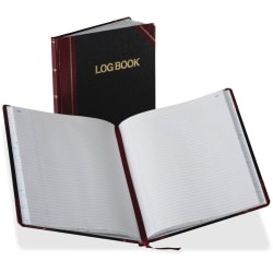 Boorum & Pease Record Rule Log Book, 150 Sheets, 8" x 10-7/16", Black/Red