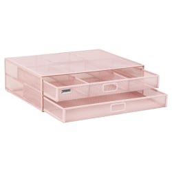 Mind Reader Metal Monitor Stand, 4-1/2"H x 12"W x 15-3/4"D, Pink