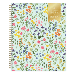 2024-2025 Day Designer Weekly/Monthly Planning Calendar, 8-1/2" x 11", Flower Field Mint, July To June, 144877