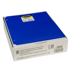 C-Line 2-Pocket Heavyweight Poly Portfolio Folders With 3-Hole Punch, 8-1/2" x 11", Blue, Pack Of 25 Folders