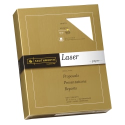 Southworth® 25% Cotton Laser Paper, 8 1/2" x 11", 24 Lb, White, Box Of 500