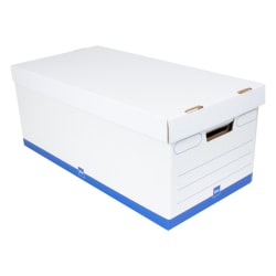 Office Depot® Brand Medium Quick Set Up Corrugated Storage Boxes, Letter Size, 24" x 12" x 10", 60% Recycled, White/Blue, Pack Of 12