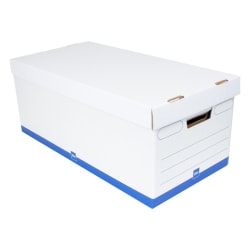 Office Depot® Brand Medium Quick Set Up Corrugated Storage Boxes, Letter Size, 24" x 12" x 10", 60% Recycled, White/Blue, Pack Of 12