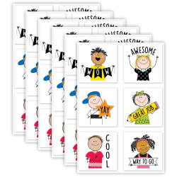 Creative Teaching Press Reward Stickers, 1-1/2", Kids, 60 Stickers Per Pack, Set Of 6 Packs