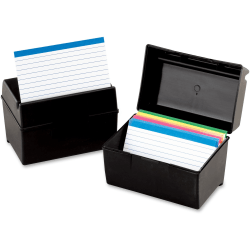 Oxford® Index Card Storage Box With Flip-Top Closure Lid, 8" x 5", Black