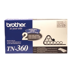 Brother® TN-360 Black Toner Cartridges, Pack Of 2, TN-360BK