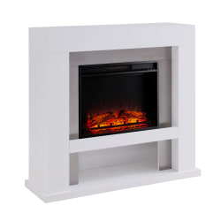 SEI Furniture Lirrington Stainless-Steel Electric Fireplace, 40"H x 44"W x 14"D, White/Silver