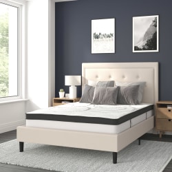 Flash Furniture Roxbury Tufted Upholstered Platform Bed with 10" , Full, 50-3/4"Hx59"Wx81"L, Beige - SLBM1018