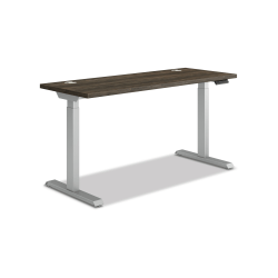 HON Coordinate 58"W Adjustable Height Standing Desk, 3-Stage Base, Florence Walnut/Silver