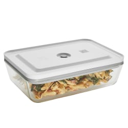 Zwilling Fresh & Save Glass Vacuum Gratin Dish Food Storage Container, 3-1/4"H x 7-15/16"W x 11-1/2"D, Clear/White