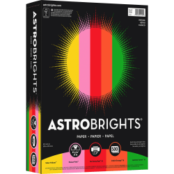 Astrobrights® Color Multi-Use Printer & Copier Paper, Letter Size (8 1/2" x 11"), Ream Of 500 Sheets, 24 Lb, Vintage Assortment