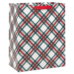 Hallmark 13" Large Holiday Gift Bag (Festive Red and Green Plaid)