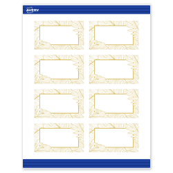 Avery® Printable Cards With Sure Feed® Technology, 2" x 3-1/2", Matte White With Gold Florals, Pack Of 80