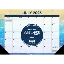 Willow Creek Press Academic Monthly Desk Pad Calendar, 17" x 12", Beaches, July 2026 - June 2027, Total Qty 1