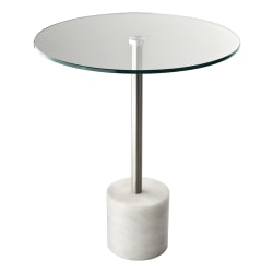 Adesso® Blythe End Table, Round, 21"H x 17-3/4"W x 17-3/4"D, Clear/White