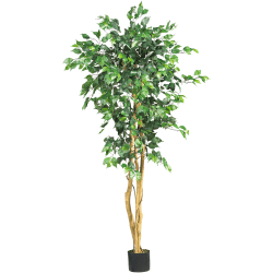 Nearly Natural 5'H Artificial Ficus Tree With Pot, Green/Black