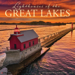 2026 Willow Creek Press Scenic Monthly Wall Calendar, 12" x 12", Lighthouses of the Great Lakes, January To December, 51795