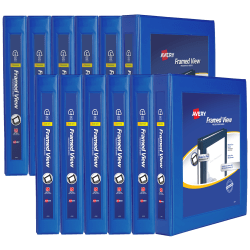 Avery® Heavy-Duty Framed View 3-Ring Binder, 1" One Touch EZD® Rings, Navy Blue, Case Of 12