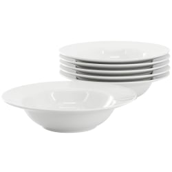 Our Table Simply White 6-Piece Porcelain Soup Bowl Set, 8-3/4", White