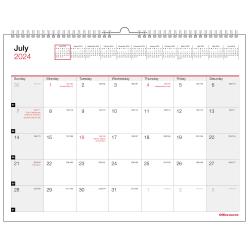 2024-2025 Office Depot® Brand Monthly Academic Wall Calendar, 11" x 8-1/2", 30% Recycled, July 2024 To June 2025