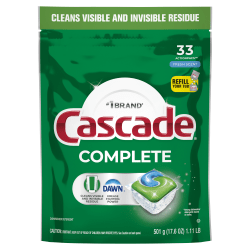 Cascade Complete Dishwasher Pods, Fresh Scent, 17.6 Oz, Case Of 33 Pods