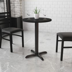 Flash Furniture Laminate Round Table Top With Table-Height Base, 31-1/8"H x 24"W x 24"D, Black