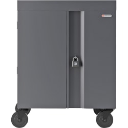 Bretford CUBE Cart, 1 Shelf, 4 Casters, Steel, 30"W x 26.50"D x 37.50"H, Charcoal, For 16 Devices